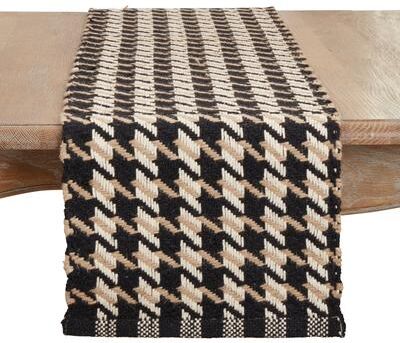 "Saro Lifestyle Traditional Houndstooth Table Runner - 14""x72"""