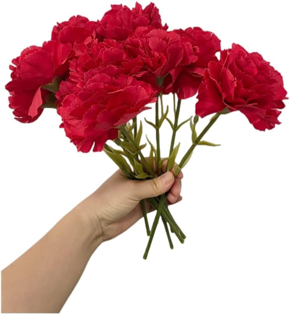 SnelShoppen Mini Carnations Kunstbloemen 10 stuks, Rood en Zwart, 30 cm