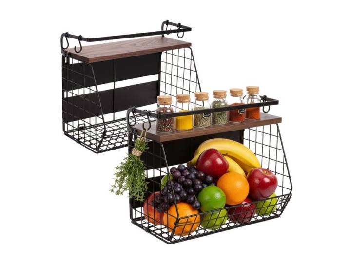 Relaxdays Obstkorb Wandregal magnetisch 2er Set