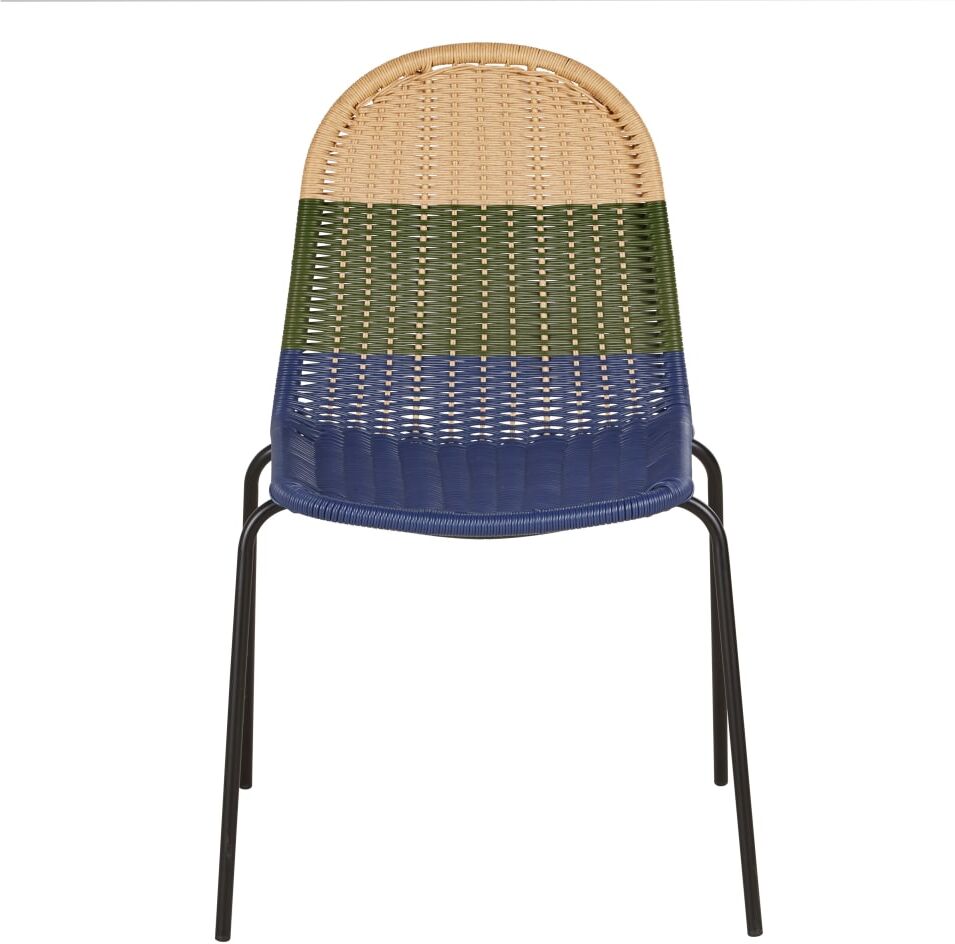 Maisons du Monde Chaise de jardin en acier noir et résine vert kaki, beige et bleue Vert 53x83x56cm