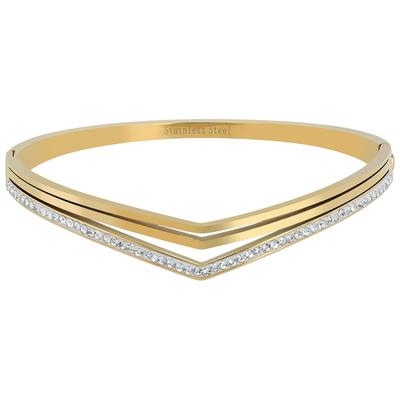 Armreif ADELIA´S "Armband – Armreif aus Edelstahl mit Strass Steinchen Ø 6,0 cm cm", gold, Armbänder, Damen, 6cm, Edelstahl, Armreif, Ein Geschenk, das Freude macht