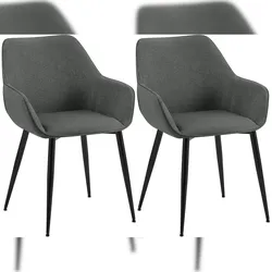 CLP 2er Set Esszimmerstuhl Luena dunkelgrau/Stoff