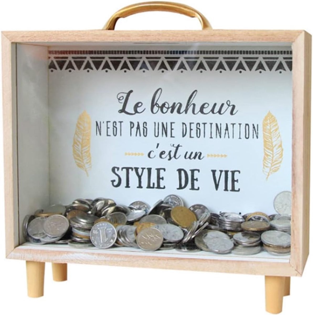Houten Spaarpot met Fotolijst - Unisex Geldcadeau voor Bruiloft of Kerst