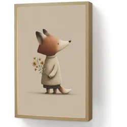 WANDLEUCHTE MIT AKKU Fuchs - Gelbe Blumen - Minimalistisch Beleuchtung 40x60 cm Wandlampe