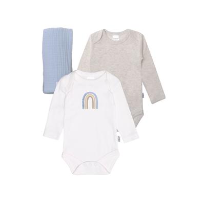 Erstausstattungspaket LILIPUT "Regenbogen", Mädchen, Gr. 50/56, grau (weiß, grau), 100% Baumwolle, KOB Set-Artikel Erstausstattungspaket, mit niedlichem Print auf dem Body