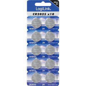 LogiLink Knopfzelle CR2025, 150 mAh, Lithium, 10 Stück