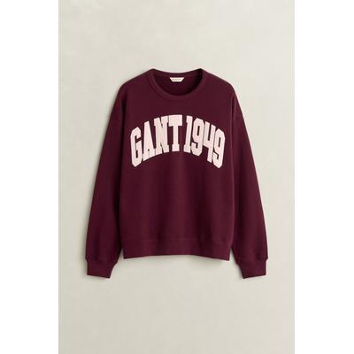 Sweatshirt GANT "GRAPHIC C-NECK", Damen, Gr. L, rot (schwarzened wine), Sweatware, Obermaterial: 100% Baumwolle, relaxed fit normal, Rundhals, Rippbündchen, Sweatshirts Sweatshirt, Rundhals, relaxed fit, mit Print