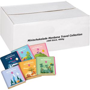 Monbana Minischokolade Travel Collection, Minischokoladentäfelchen, 1000 Stück, 4000g