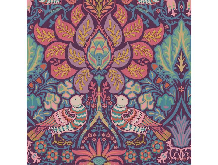 William Morris at Home Vliestapete Carnival 1000x52cm, Lila, Papier, Kunststoff, Tiere, Floral, Baum/Pflanze/Natur, Rechteckig, 52x1000 cm, Tapeten & Wandverkleidungen, Vliestapeten