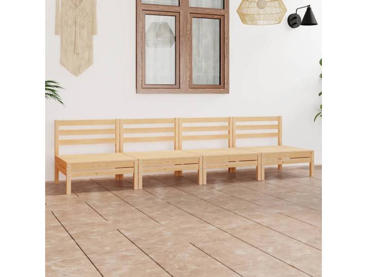 vidaXL 4-tlg. Garten-Lounge-Set Kiefer Massivholz