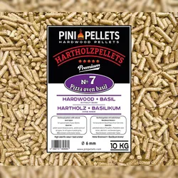 PINI Hartholzpellets Nr. 7 BBQ Pizza Oven Basilikum 10 Kg Grillpellets zum Grillen Räuchern Smoken