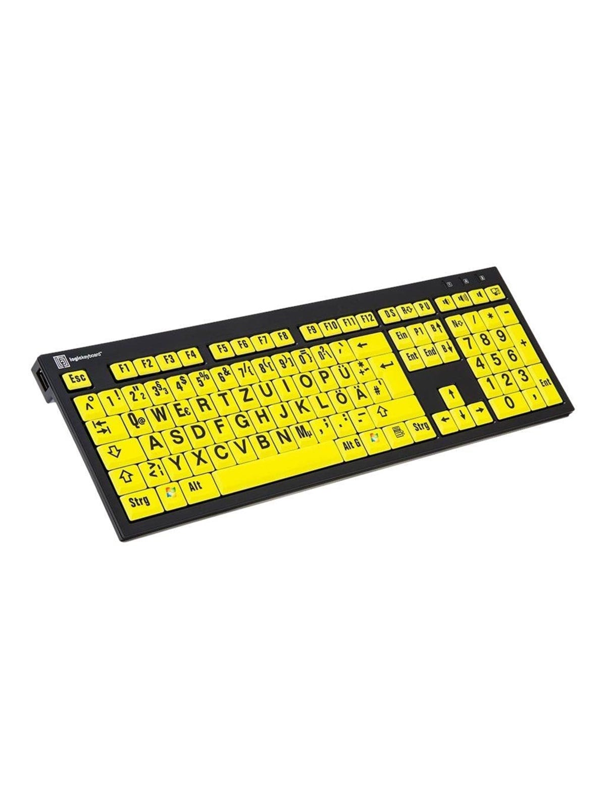 Logickeyboard XL Print PC Slim Line NERO - Tastatur - Deutsch - Gelb
