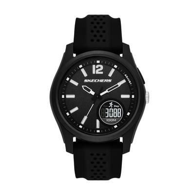 Chronograph SKECHERS "SELLAS", schwarz, Armbanduhren, Herren, Chronograph, Quarzuhr, Armbanduhr, Herrenuhr, Silikonarmband, digital, analog, Tag