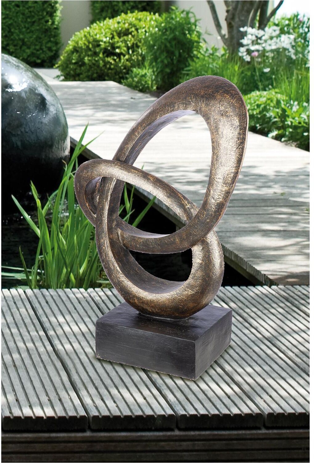 Skulptur GILDE "Skulptur, "Sphere", Kunstharz, bronzefarben", gold (bronzefarben), B:50,5cm H:69cm T:21,5cm, Glas, Dekofiguren, Skulptur, Skulptur, Outdoor, Dekoskulptur, Handarbeit, Blickfang, Dekoration bronzefarben B/H/T: 50,5cm x 69cm x 21,5cm, Abstra
