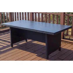 OUTFLEXX Esstisch, schwarz, Polyrattan, 200x95cm, Tischplatte Spraystone, 6mm, aufliegend