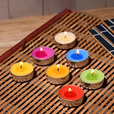 Uplift Treasures 10 Pcs Round Aluminum Tea Candles Smokeless Odorless yellow