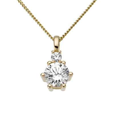 Kettenanhänger FIRETTI "Schmuck Geschenk Gold 333 Halsschmuck Anhänger für Halskette", gold (gelbgoldfarben, kristallweiß, kristallweiß), Schmuckanhänger, Damen, Gelbgold 333, 0,85 g, Kettenanhänger, mit Zirkonia (synth.)