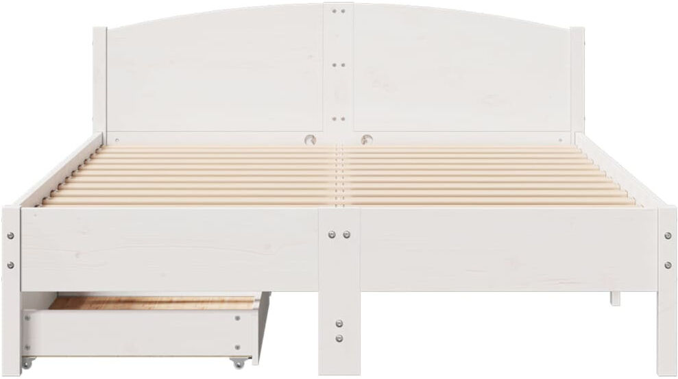 ClassicLiving Middelburg Solid Wood Drawers Bed Frame White Double (4'6)