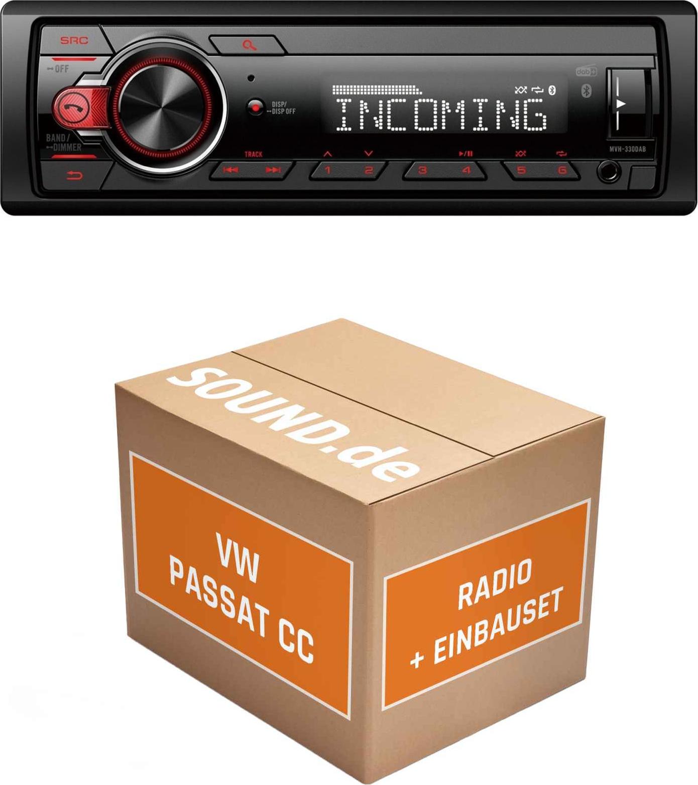 Autoradio Einbaupaket Pioneer MVH330DAB passend für Passat CC + PDC Schwarz | Bluetooth Telefonieren