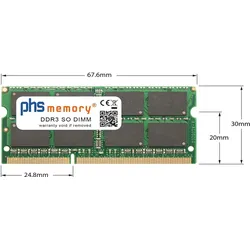 PHS-memory 8GB (2x4GB) Kit RAM Speicher für HP G72-b49wm DDR3 SO DIMM 1066MHz (HP G72-b49wm, 2 x 4GB), RAM Modellspezifisch