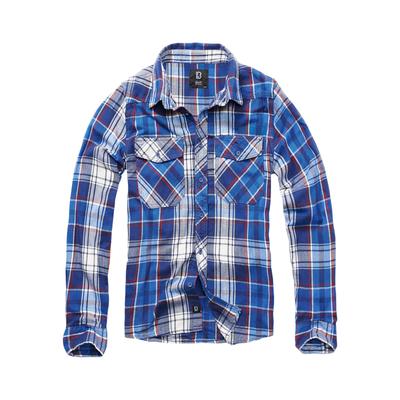 Flanellhemd BRANDIT "Check Shirt", Herren, Gr. XXL, US, blau (blau, weiß), Obermaterial: 100% Baumwolle CO., Hemden