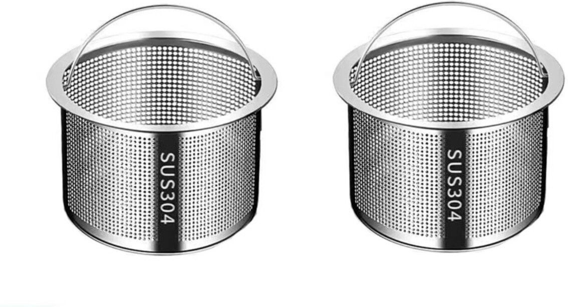 INF Spülbecken-Sieb 5CM 2er-Pack — 304 Edelstahl Handfilter, Silbernes Anti-Verstopfungs-Abflusssieb mit Griff
