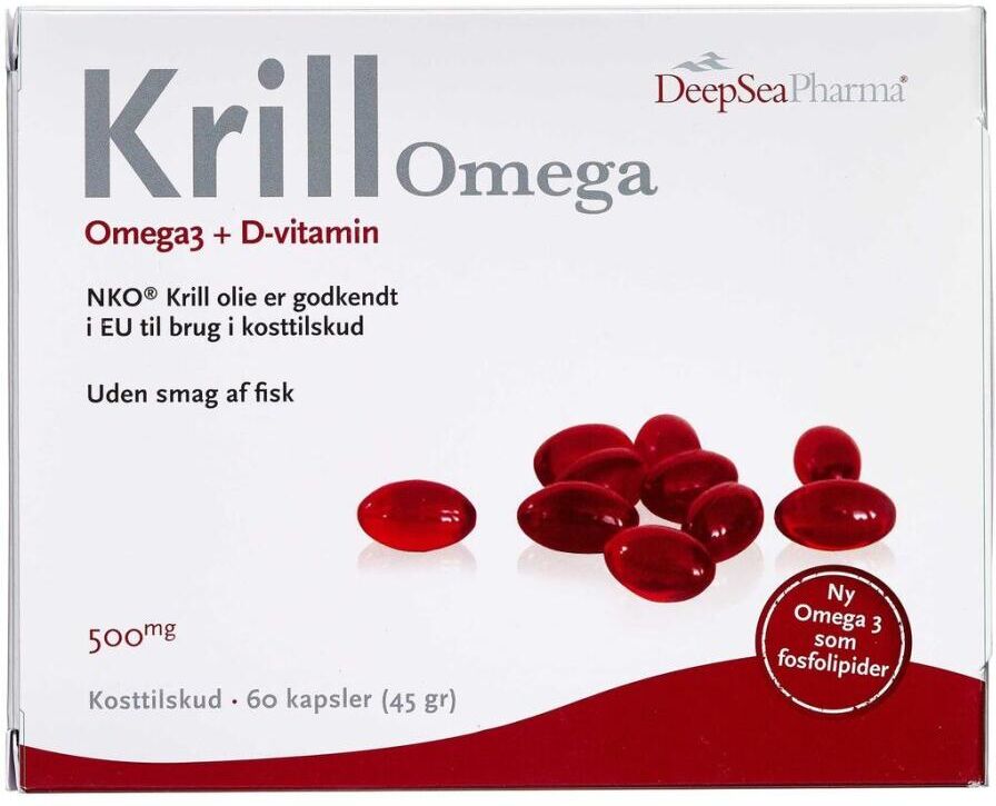 Krill Omega + D-vitamin Kapsler 500 Mg Kosttilskud 60 stk