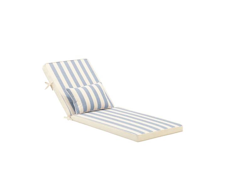 Pack 2 coussins à rayures avec petit coussin pour chaise longue bleu