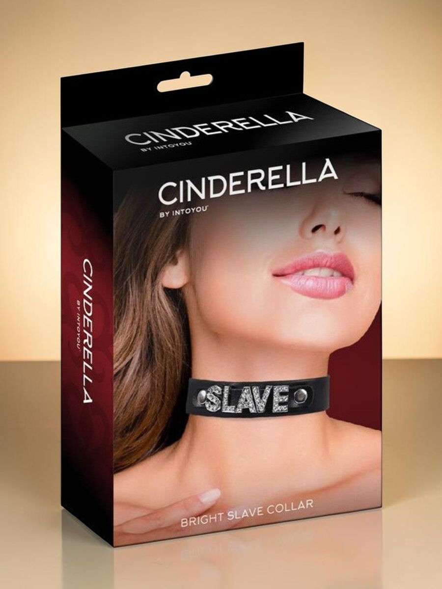 CINDERELLA Collier en cuir vegan avec inscription Slave