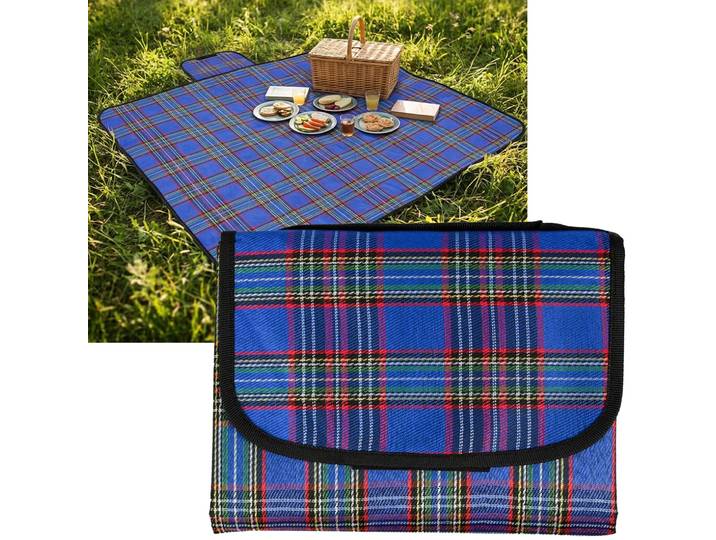 Picknickdecke, blau kariert, 150x130 cm