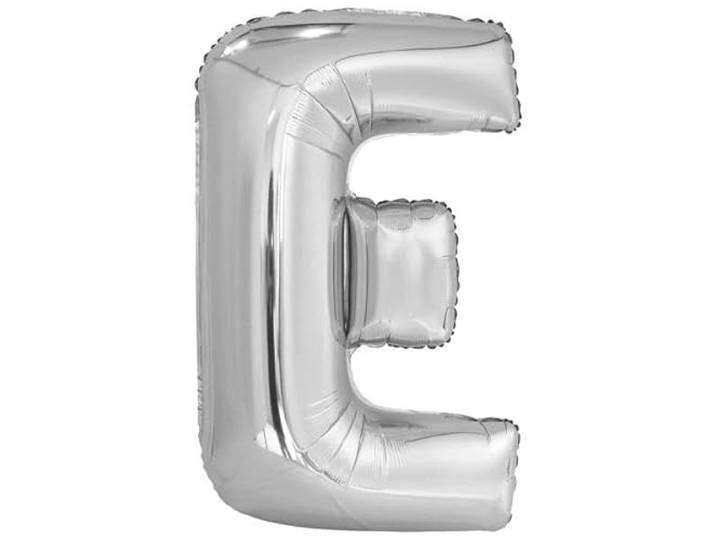 Amscan 9909554 9909554-Zilveren Letter E SuperShape folie ballon-44, zilver