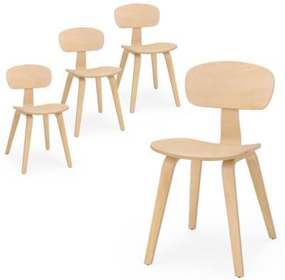 Costway Modern Dining Chair Set of 4 with Wide Seat-Natural