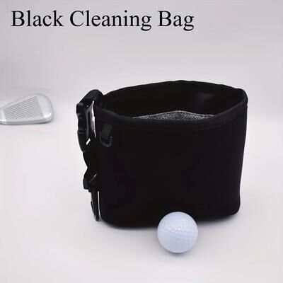 Inspired Living Golf Club Cleaning Pouch With Golf Ball Organizer Pocket And Wear Resistant Golf Bag Accessory black