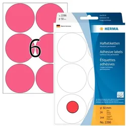 HERMA Markierungspunkte, Durchmesser: 50 mm, leuchtrot