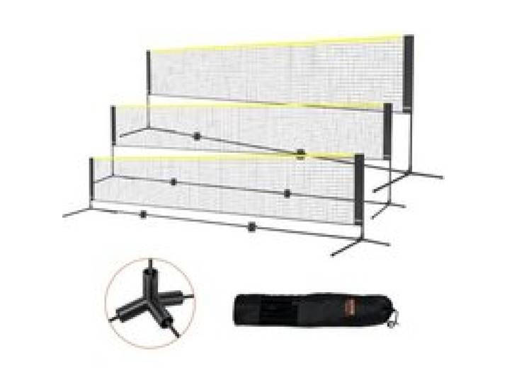 VEVOR Badmintonnetz höhenverstellbares Volleyballnetz, 5,2 m faltbares Pickleballnetz, tragbares, Tennisnetz-Set mit Stangen & Ständer & Tragetasche, für Sport- und Fitnesstraining im Garten,