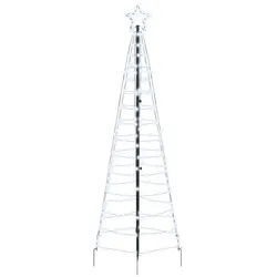 vidaXL LED Weihnachtsbaum mit Erdspießen Kaltweiß 250 cm Eisen