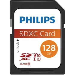 Philips Sdxc (128 GB, SDXC, U1, UHS-I), Speicherkarte, Schwarz, Weiss