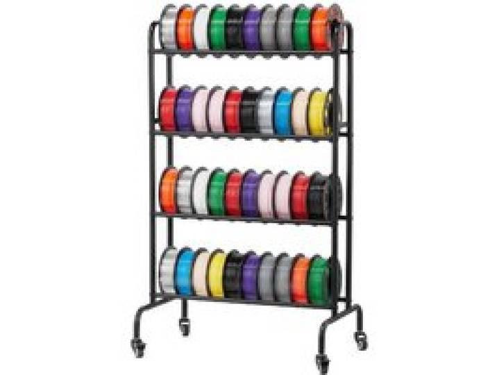 VEVOR Filament Lagerregal, 4 Ebenen, 750 x 455 x 1230 mm, Filamentspulenhalter, Metallregal mit Rädern, 3D-Druckerzubehör Organizer für 3D-Druckstudio, Büro, Werkstatt, Garage, Schwarz