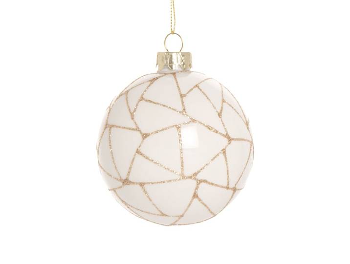 Weihnachtskugel aus Glas, weiß und gold