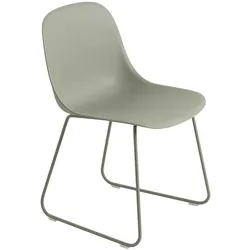 Muuto Fiber Side Chair, sled base, dusty green / dusty green