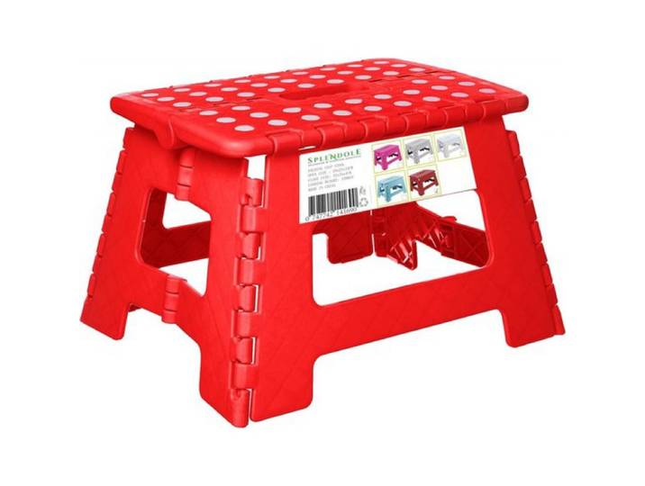 Tabouret Pliant En Plastique Rouge - Hauteur : 22 Cm\, Largeur : 29 Cm - Charge Maximale : 100 Kg