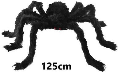 ModernMart Halloween Plush Spider Decoration Giant Black Spider Prop 30 200cm Horror Party Decor Color: Approx 125cm