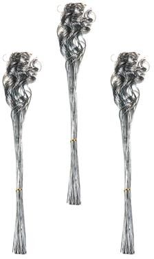 Worth Imports "27"" Curly Ting, Glitter Silver, Set of 3 Bunches"