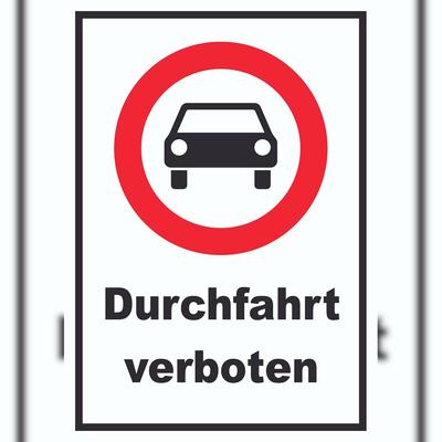 HB-Druck Durchfahrt verboten PKW Symbol Schild A0 (841x1189mm)