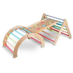 Tissi Piklerdreieck + Kletterbogen und Rutsche mit Kletterwolken Pastel bunt
