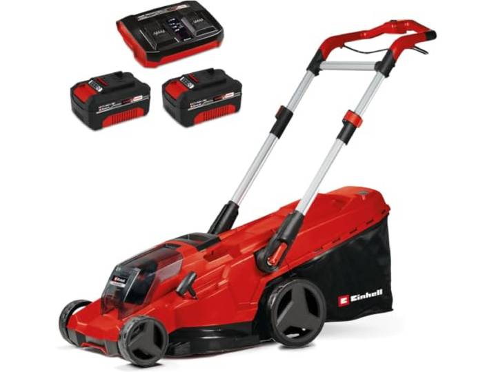 Einhell Akku-Rasenmäher RASARRO 36/42 Kit Power X-Change (36 V, 42 cm Schnittbreite, bis 550 m², Brushless, Mulchfunktion, 50L Fangkorb, inkl. 2X 4,0 Ah Akkus + Ladegerät)