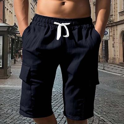 Herren Taktische Shorts Cargo-Shorts Shorts Freizeitshorts Kordelzug Tasche Elastischer Bund Einfach Komfort Atmungsaktiv Knielang Lässig Outdoor Urlaub Urlaub Mode Schwarz Weiß Mikroelastisch