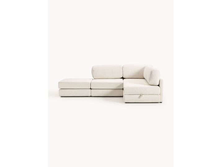Bouclé-Eck-Schlafsofa Ladina (3-Sitzer) mit Stauraum