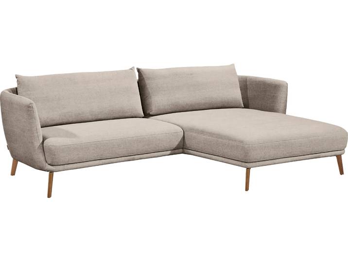 Ecksofa, Velours, Beige (Sand), 270×160 cm, Longchair Rechts, Schöner Wohnen-Kollektion