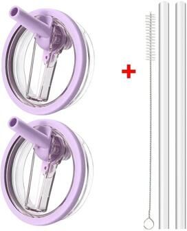 Uplifted Finds 40Oz Flip Straw Lid For Stanley Cup & Leak Proof Tumbler Replacement Cover purple 2 Pcs Straw